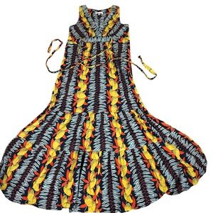 Cabi Maxi Dress Sleeveless Tiered Tropical Print Casual‎ Summer Size S